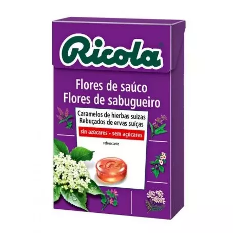 Balas Sem Açúcar Ricola 1 Recipiente 50 G Sabor Flor de Sabugueiro