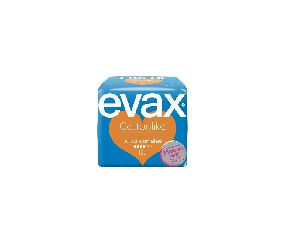 Compresas Higienicas Femeninas Evax Cottonlike Super Con Alas 12 Compresas