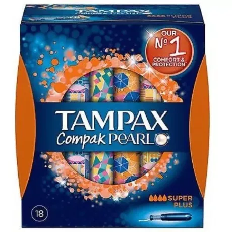 Tampão Tampax Compak Pearl 100% Algodon Super Plus 16 U