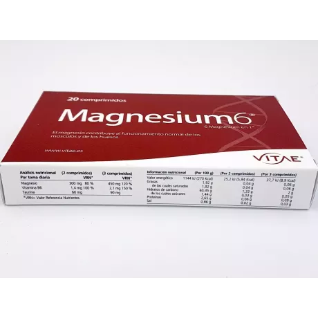 Magnesium 6 20 Comprimidos Vitae | Tufarma.online