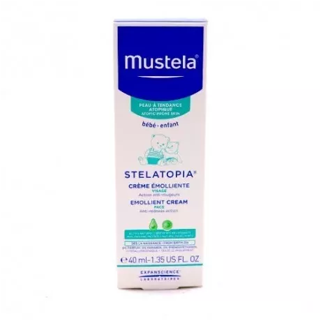 Stelatopia Creme Rosto Emoliente Pele Atópica Mustela 1 Recipiente 40 Ml