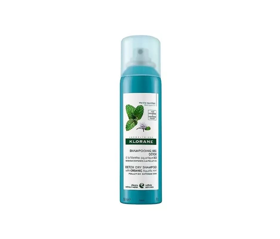 KLORANE CHAMPU SECO DETOX A LA MENTA ACUATICA  1 ENVASE 150 ML