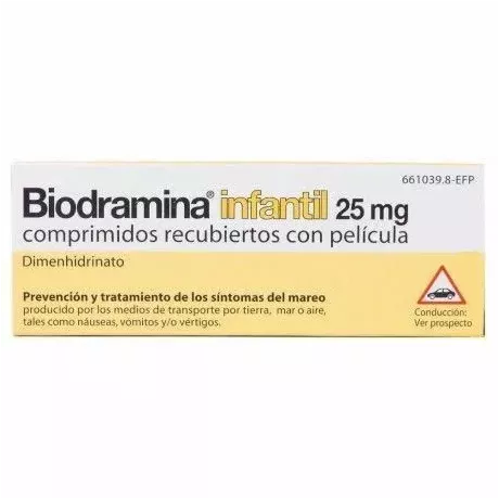 Biodramina infantil 25 mg 12 comprimidos