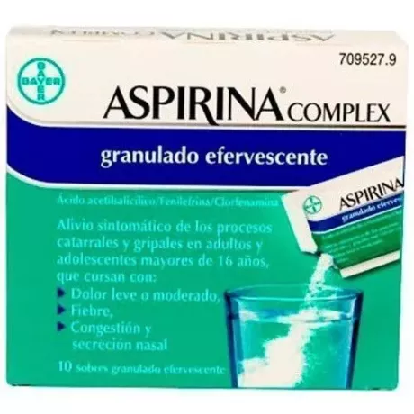 Complexo de aspirina 10 envelopes grânulos efervescentes