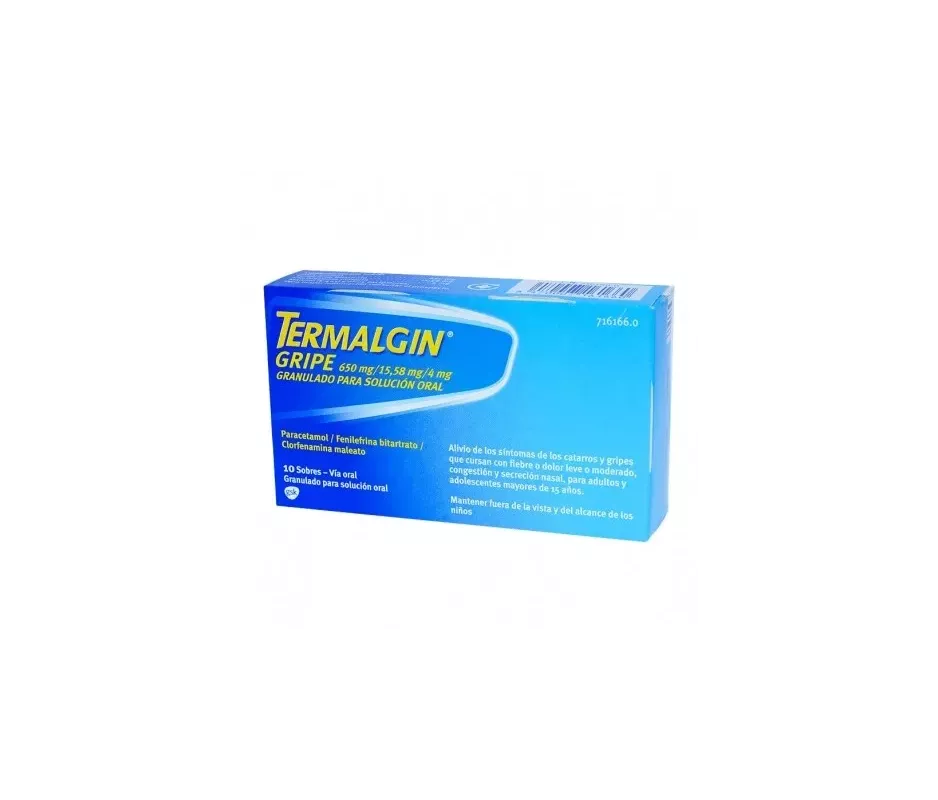 Termalgin Gripe 650/4/10 Mg 10 Sobres Granulado Solucion Oral