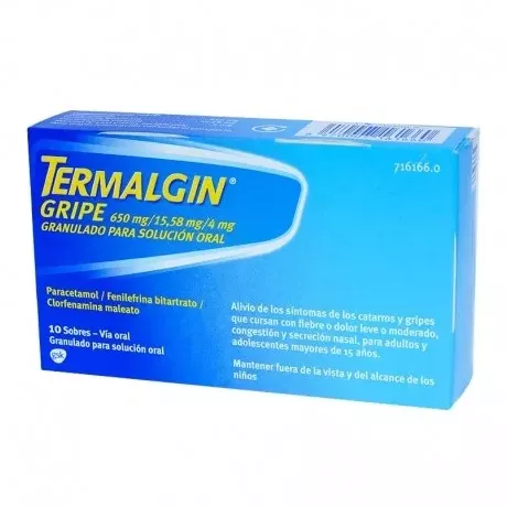 Termalgin Gripe 650/4/10 Mg 10 Sobres Granulado Solucion Oral