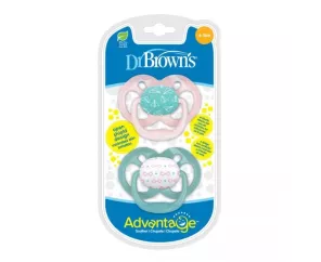 Chupeta reversível de silicone Dr Brown´S Advantage 2 unidades 0-6 meses tamanho 1 cores sortidas