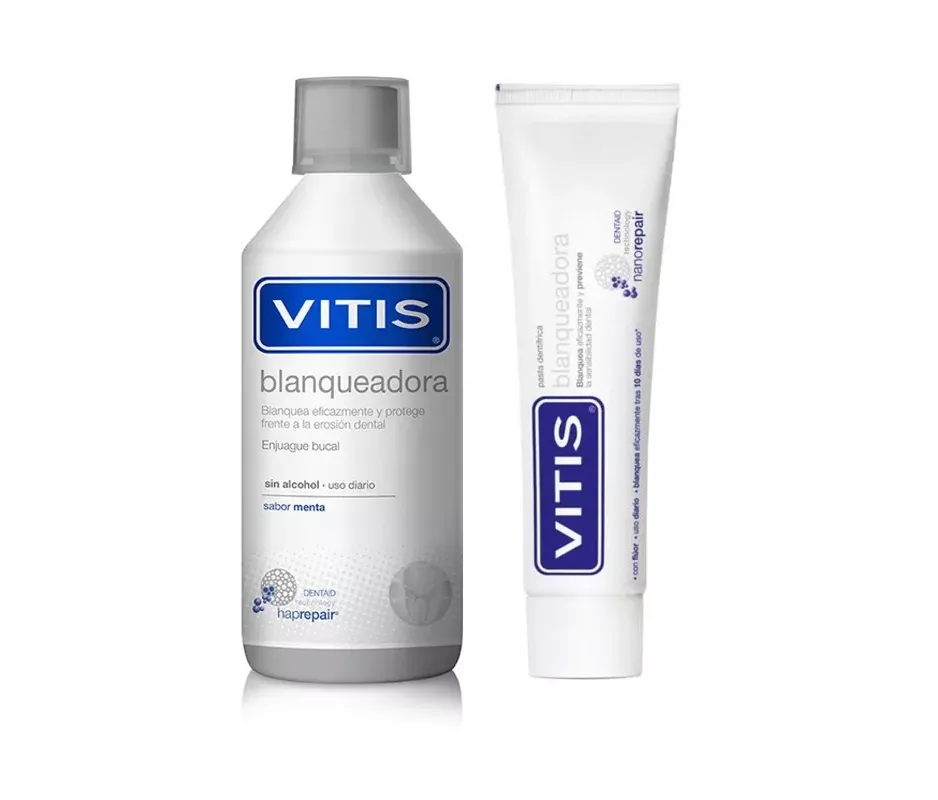 Pack Vitis Blanqueadora Pasta Dentifrica + Colut 1 Envase 100 Ml + 1 Envase 500 Ml