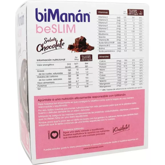 BIMANAN BESLIM SUSTITUTIVO NATILLA  6 SOBRES 50 G SABOR CHOCOLATE