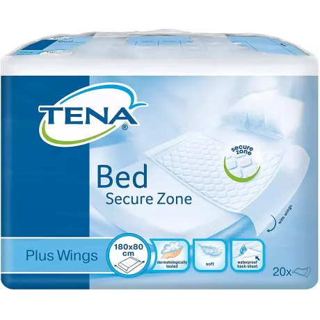 Protector De Cama Tena Bed Plus Wings 20 Unidades 180 Cm X 80 Cm