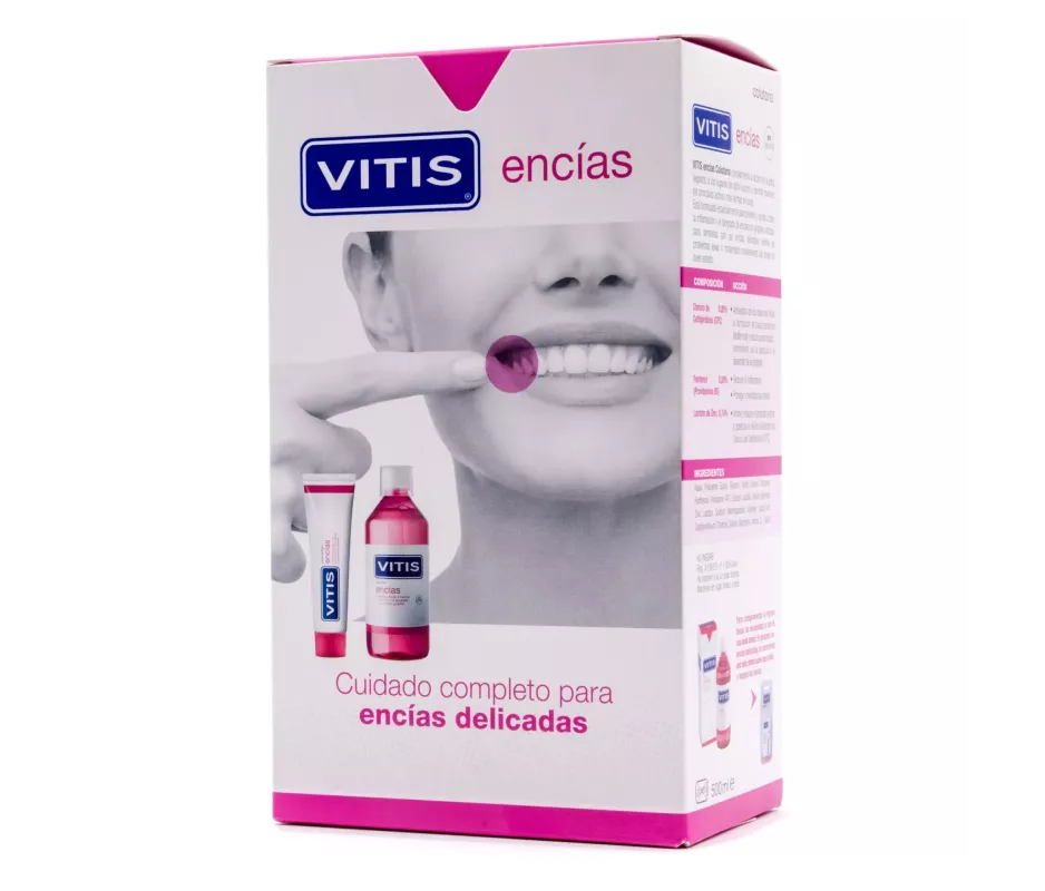 Pacote de creme dental e enxaguatório bucal Vitis Gums