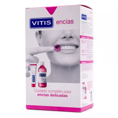 Pacote de creme dental e enxaguatório bucal Vitis Gums