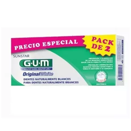 GUM ORIGINAL WHITE PASTA DENTAL  2 TUBOS 75 ML