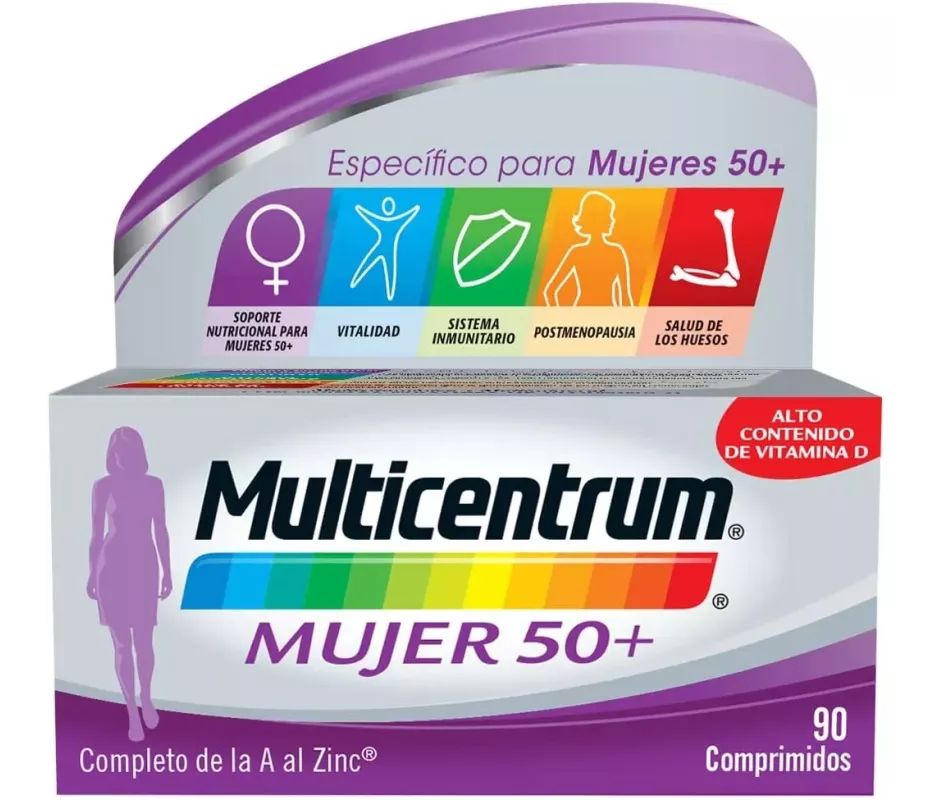 Multicentrum Mujer 50+ 90 Comprimidos | Tufarma.online