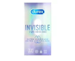 Preservativos DUREX INVISÍVEL EXTRA FINO EXTRA LUBRIFICADOS 12 UNIDADES