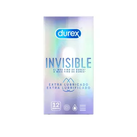 Preservativos DUREX INVISÍVEL EXTRA FINO EXTRA LUBRIFICADOS 12 UNIDADES