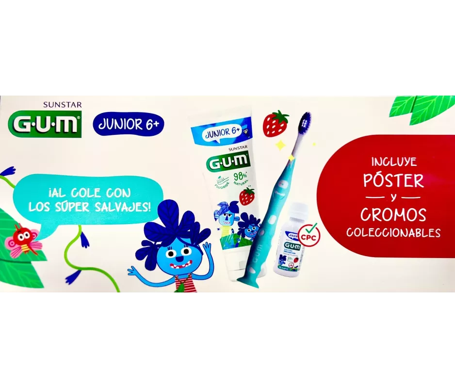 Gum Pack Junior 6+ Pasta + Cepillo + Minicolutorio | Tufarma.online