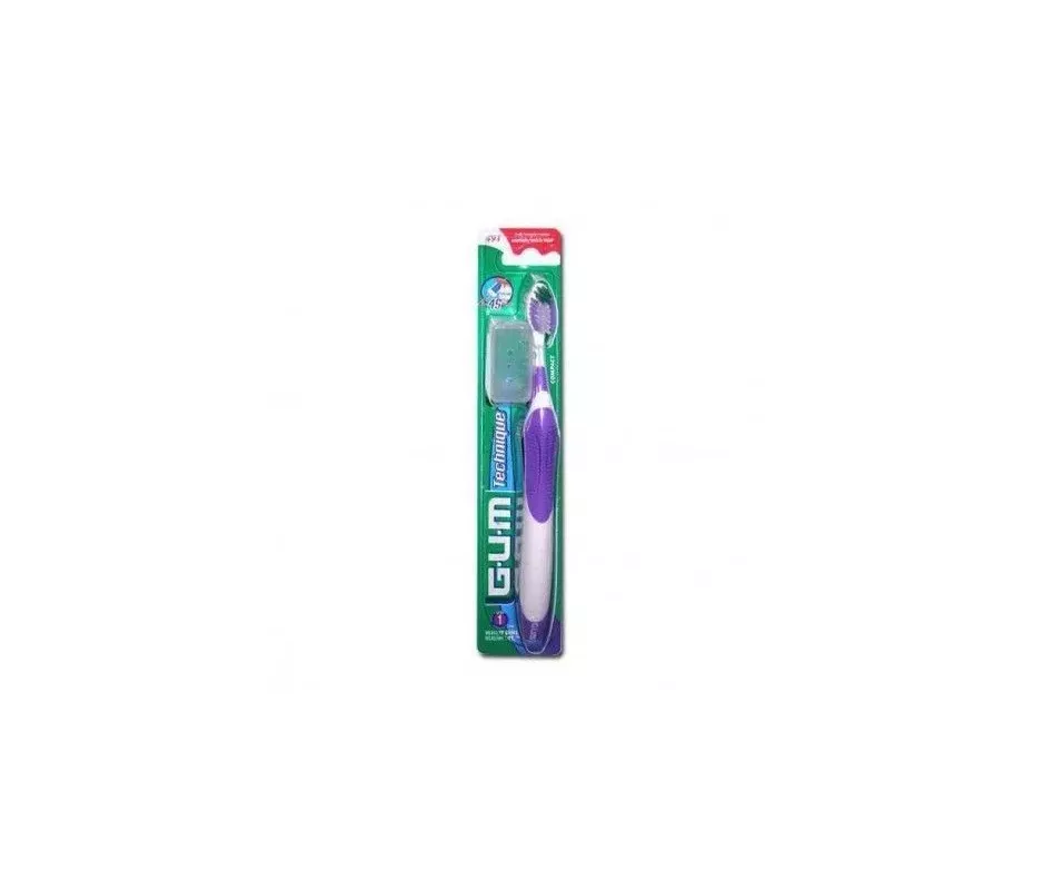 Escova de dentes macia compacta Gum 491 Technique Plus para adultos