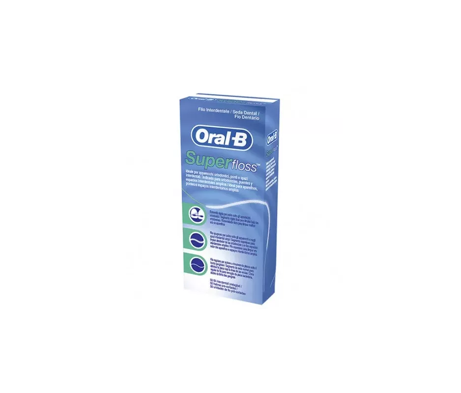 ORAL-B SUPERFLOSS SEDA DENTAL MENTA 50 UNIDADES