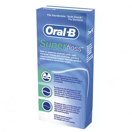 ORAL-B SUPERFLOSS SEDA DENTAL MENTA 50 UNIDADES