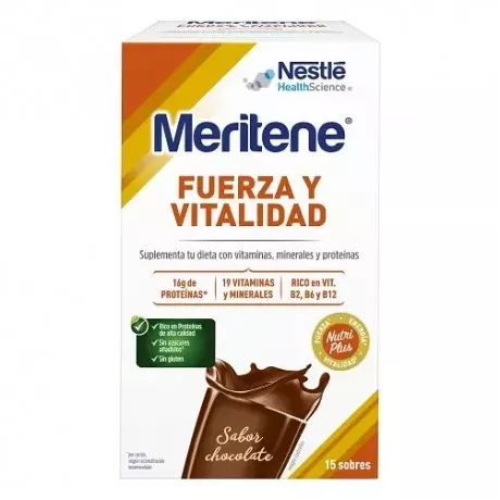 MERITENE FORÇA E VITALIDADE SHAKE 15 ENVELOPES 30 G SABOR CHOCOLATE