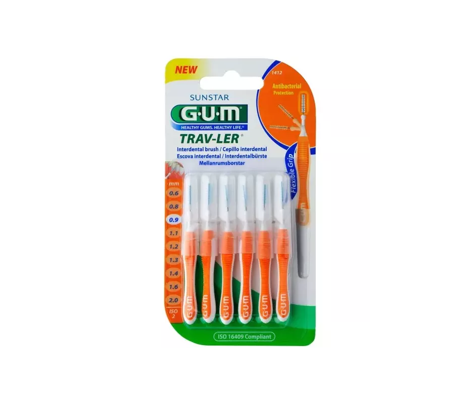 Cepillo Interdental Viaje Gum 1412 Trav-Ler Ultrafino 0.9 Mm Cilindrico 6u