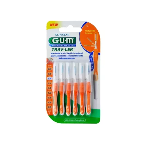 CEPILLO INTERDENTAL VIAJE GUM 1412 TRAV-LER ULTRAFINO 0.9 MM CILINDRICO 6