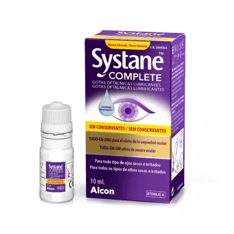 SYSTANE COMPLETE GOTAS OFTALMICAS LUBRICANTES SIN CONSERVANTES 1 FRASCO 10 ML