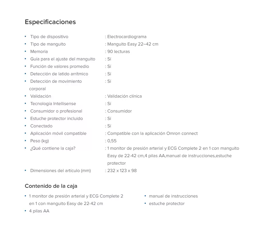 MONITOR DE PRESION ARTERIAL OMRON COMPLETE