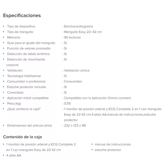 MONITOR DE PRESION ARTERIAL OMRON COMPLETE