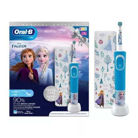 CEPILLO DENTAL ELECTRICO RECARGABLE INFANTIL ORAL-B KIDS FROZEN II CON ESTUCHE DE VIAJE