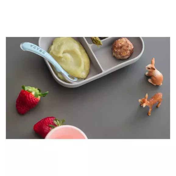 PLATO SILICONA DIVIDIDO VENTOSA GRIS SUAVINEX