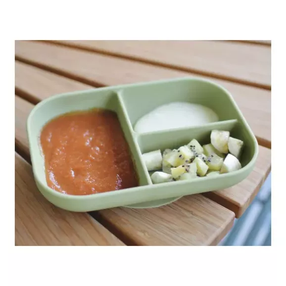 Plato Silicona Dividido Ventosa Verde Suavinex