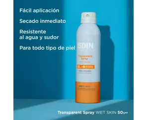 ISDIN FOTOPROTECTOR TRANSPARENT SPRAY WET SKIN SPF 50  1 ENVASE 100 ML ISDIN FOTOPROTECTOR TRANSPARENT SPRAY WET SKIN SPF 50  1 ENVASE 100 ML