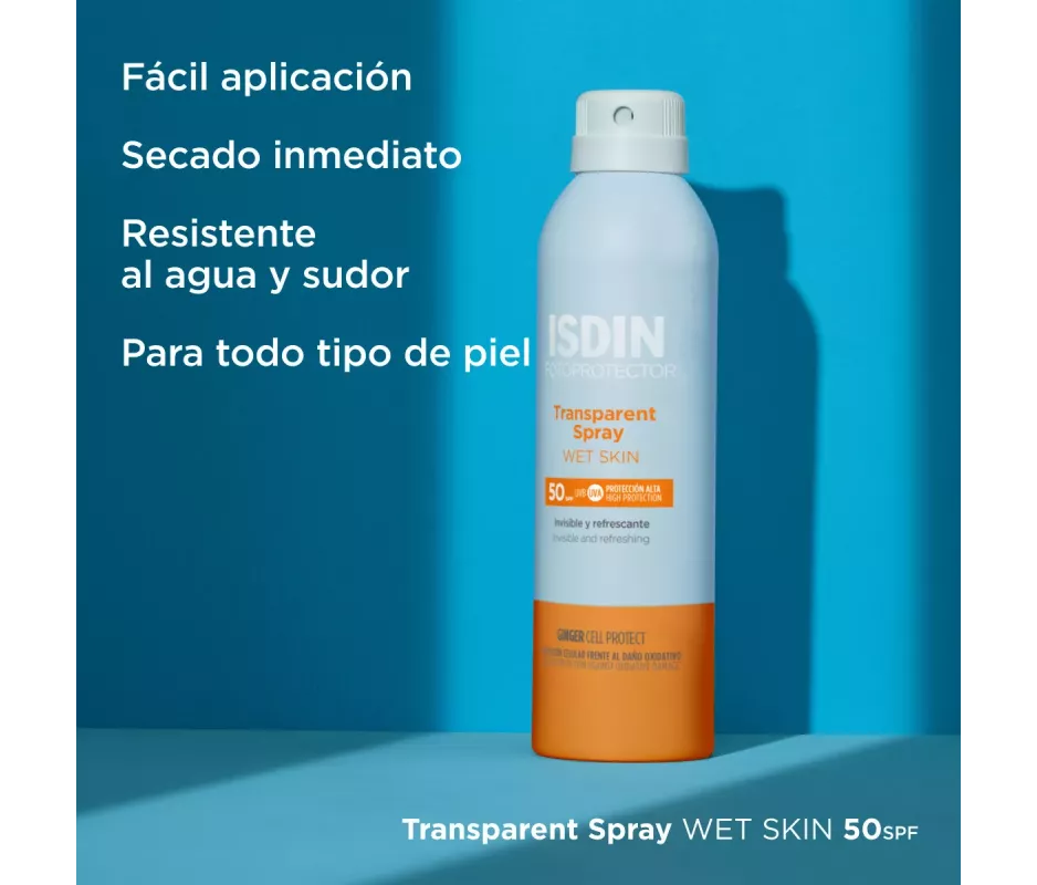 ISDIN FOTOPROTECTOR TRANSPARENT SPRAY WET SKIN SPF 50  1 ENVASE 100 ML ISDIN FOTOPROTECTOR TRANSPARENT SPRAY WET SKIN SPF 50  1 ENVASE 100 ML