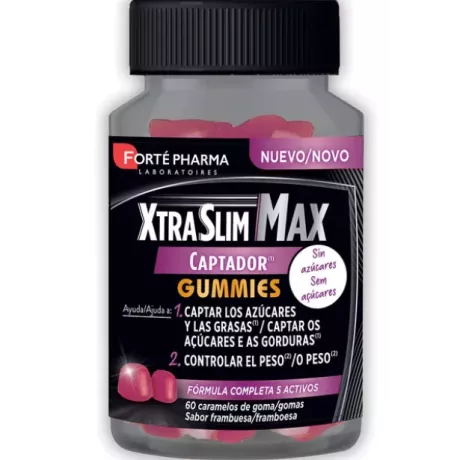 XTRASLIM MAX CAPTADOR GUMMIES  60 CARAMELOS DE GOMA SABOR FRAMBUESA