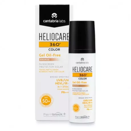 Heliocare 360º FPS 50+ Color Gel Protetor Solar Oil-Free 1 Recipiente 50 Ml Cor Bronze