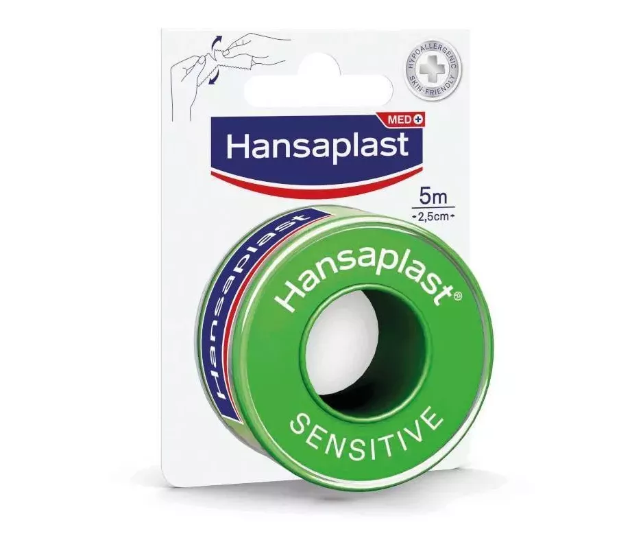 ESPARADRAPO HIPOALERGICO HANSAPLAST SENSITIVE 1 UNIDAD 5 M X 2,5 CM