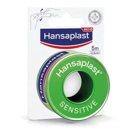 ESPARADRAPO HIPOALERGICO HANSAPLAST SENSITIVE 1 UNIDAD 5 M X 2,5 CM