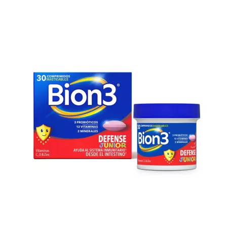 BION 3 DEFENSE JUNIOR  30 COMPRIMIDOS MASTICABLES SABOR FRAMBUESA