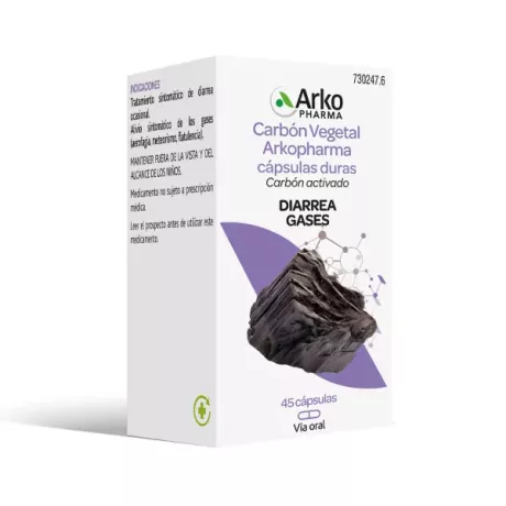 CARBON VEGETAL ARKOPHARMA 225 MG 45 CAPSULAS